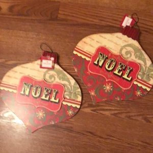 2 Large wood Christmas ornaments